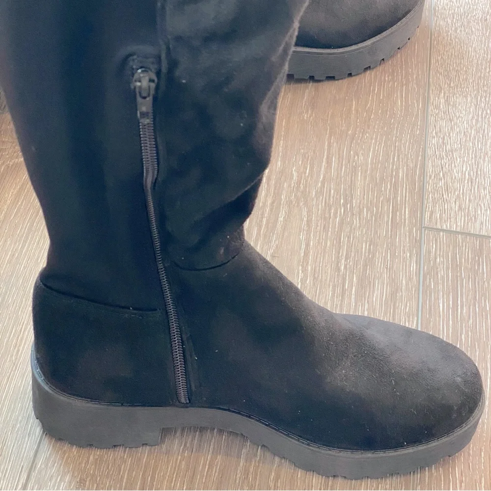 NEW! DIRTY LAUNDRY Over-The-Knee Boot Manhattan Faux Suede Lug Sole Black Size 9